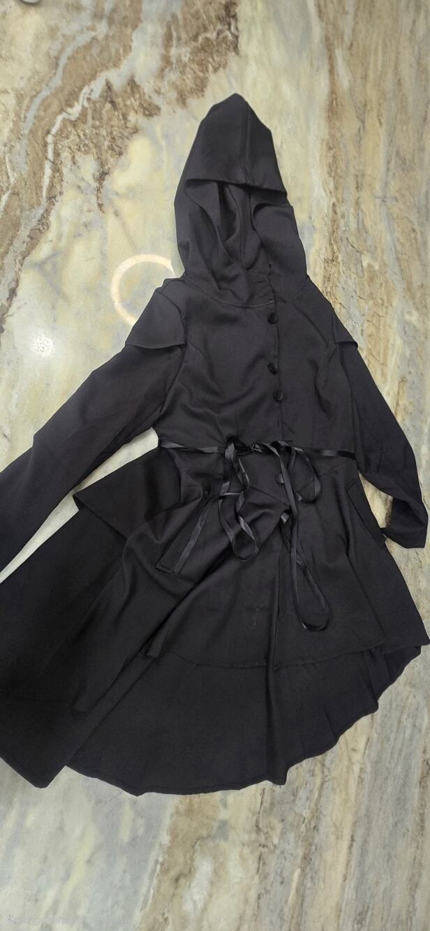 Meiniqi Black Hooded Gothic Coat Dress 2XL – Needs Buttons – Read AD